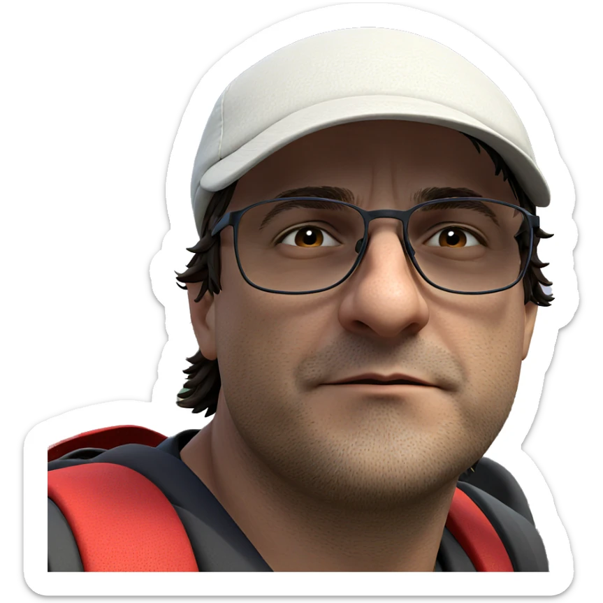 a boy in nature with hat sticker