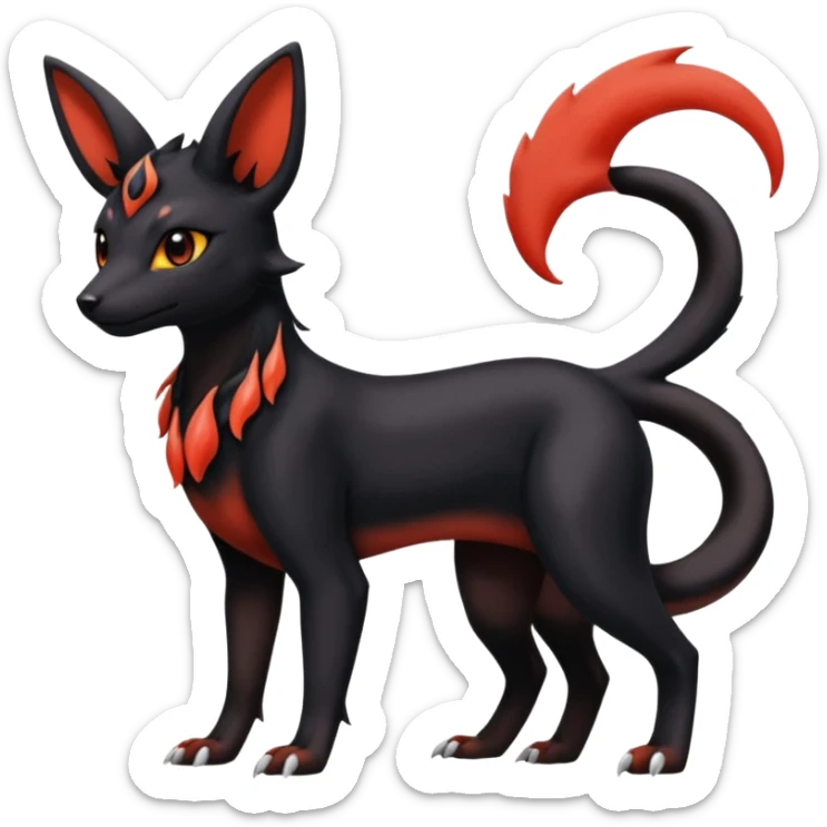 Pretty lanky gorgeous beautiful feminine realistic Umbreon-Salandit-Houndour-Charmeleon-Guilmon-fusion sticker