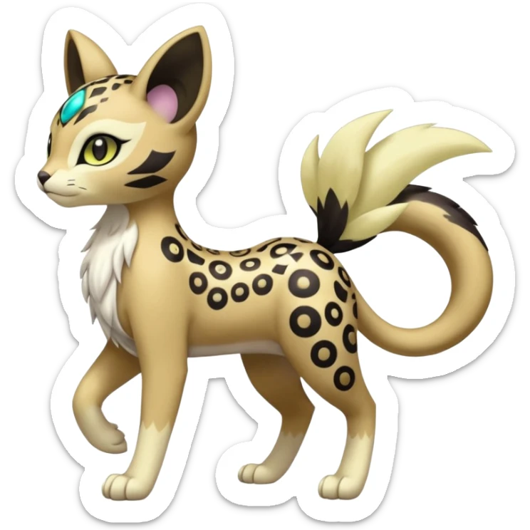 Elegant Pretty Beautiful Divine Furry Realistic  Meloetta-Noibat-Gatomon-Liepard-Pokémon-Digimon-Fakémon-fusion-hybrid-creature sticker