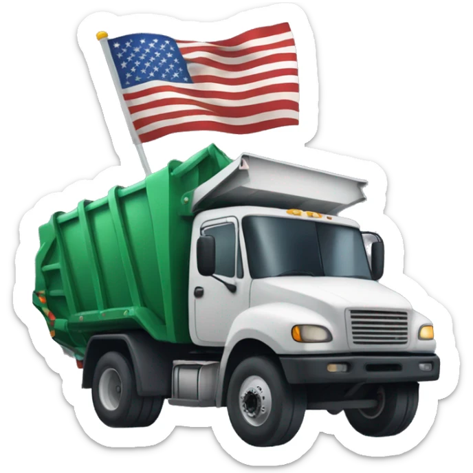 Donald Trump flying the American flag driving a garbage truck sticker
