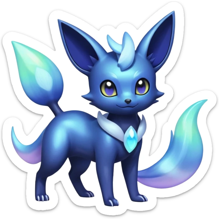 Shiny pastel futuristic Nebulae Noibat-Meowstic-Umbreon-Fakémon-hybrid-creature (full body)  sticker