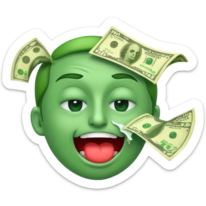 🤑 Money-Mouth Face Emoji, but vomiting instead of a tongue sticking out
 sticker