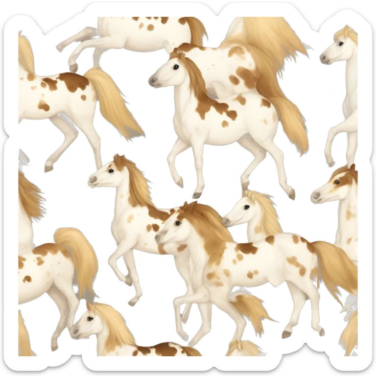Scruffy scarred scratched scratches scratch scars Piebald tricolor palomino yellow brown palomino pony with dark brown spots galloping running sticker