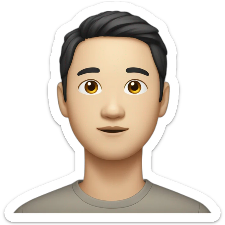 Korean man ,30 years old, with black hair, and light skin and he’s look like cat sticker