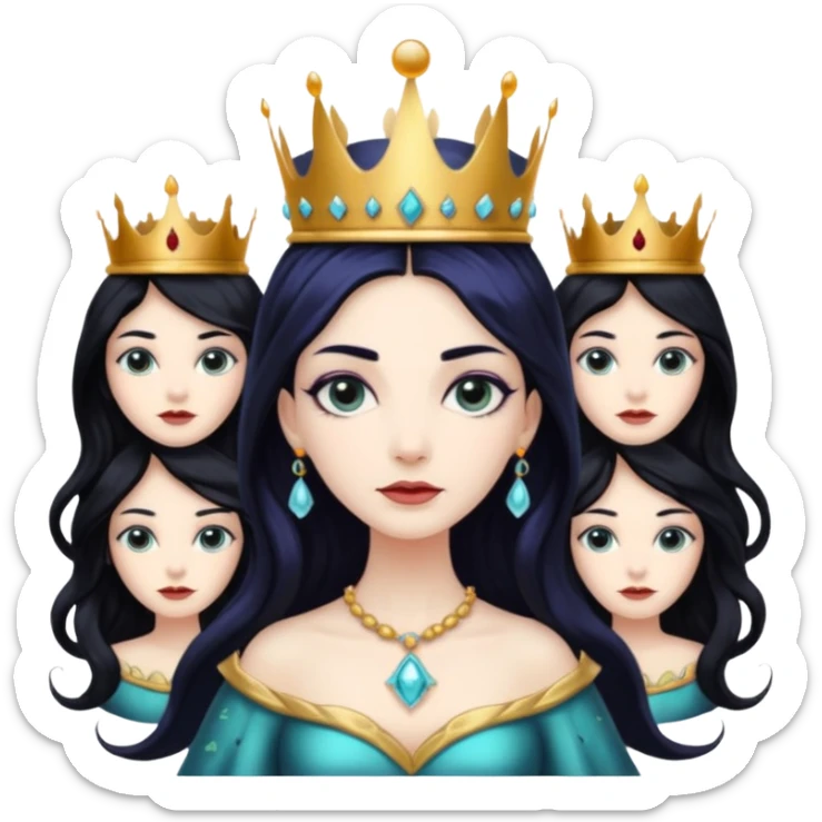 beautiful queen hydra sea witch with seven heads and a crown on the main head sticker