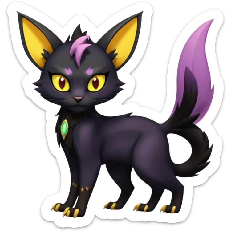 Black edgy Noivern-Noibat-Purloin-Torracat-Lykoi-Caracal-cat-Fakemon-fusion-hybrid-creature sticker
