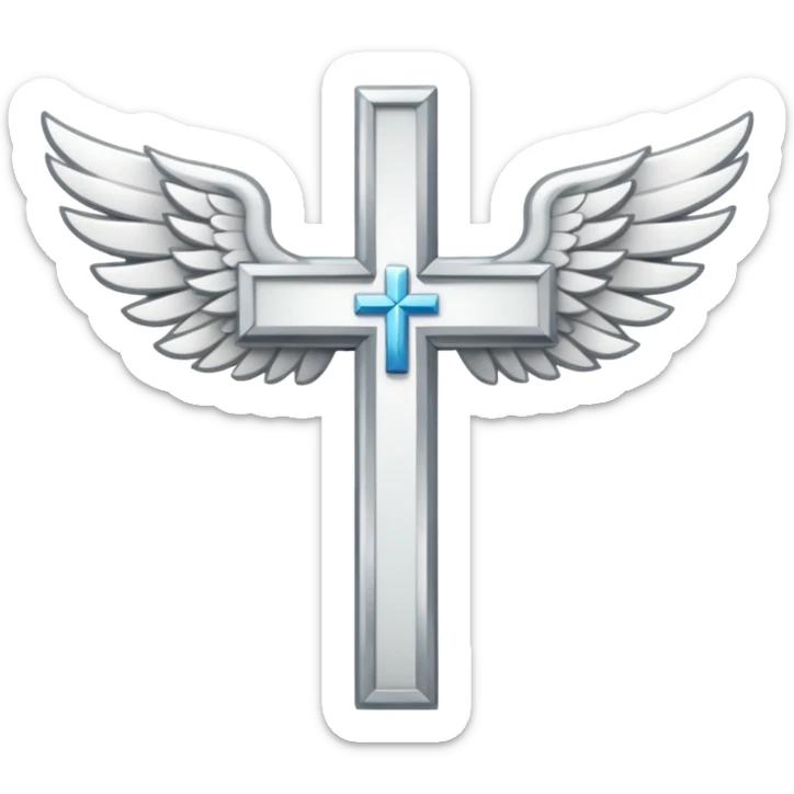 Symbol of cross with  wings on left and right (white , symbolical and biblical) sticker