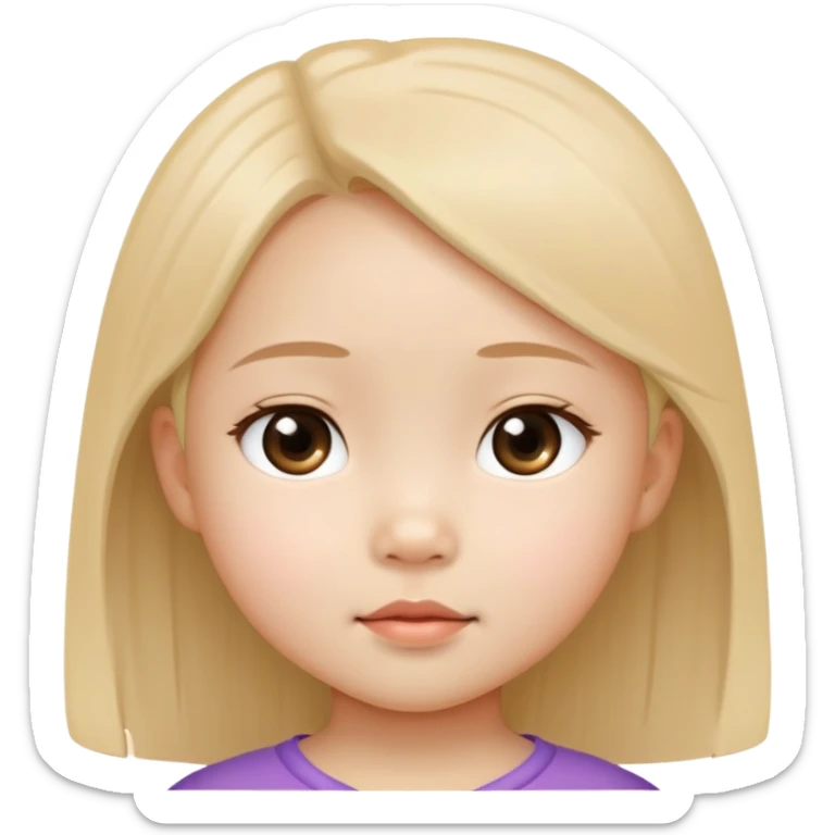 toddler girl face, Asian eyes, light skin, straight hair, no neck sticker