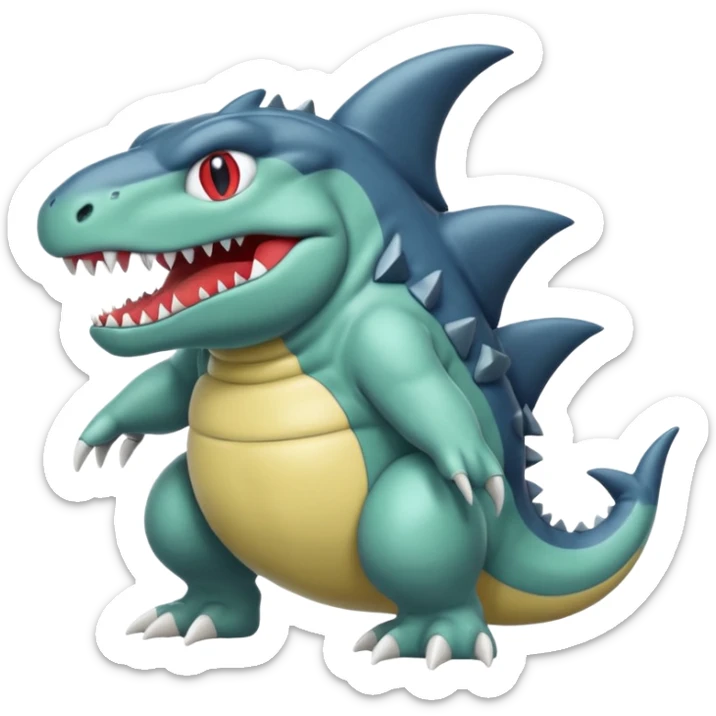 Slimy Grunting Squeamish Sad Blobby Gurgly Gooey Tyrunt-Garchomp-Aggron-Axew-fusion sticker