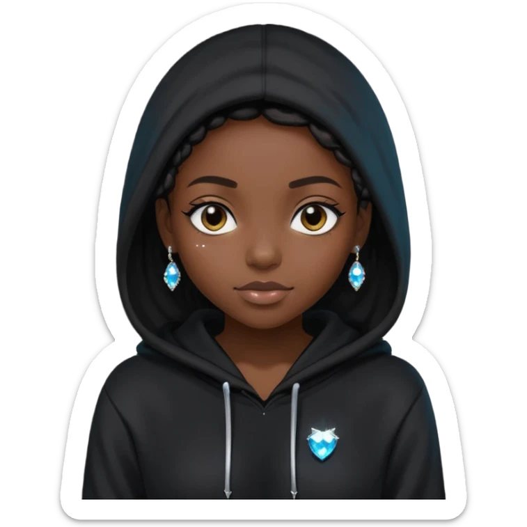 Black girl with Black hoodie with rhinestones sticker