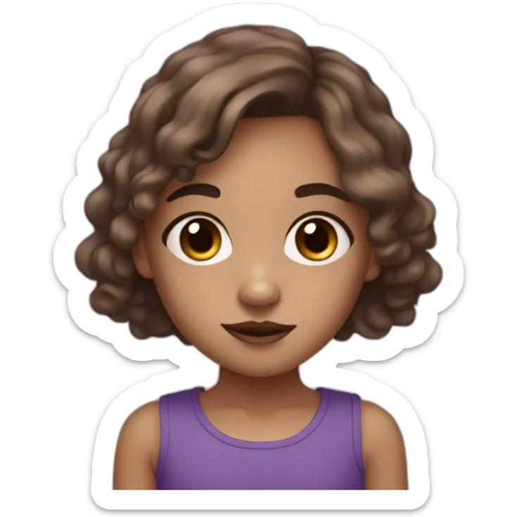 Girl with purple eyes and brown  hair  and vitiligo  sticker