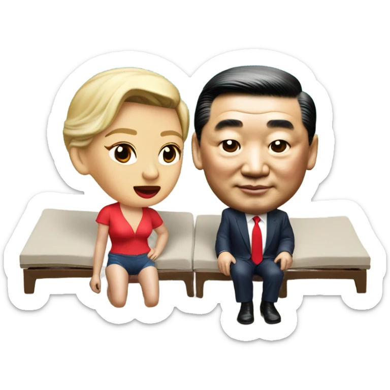 Photorealistic Trump and Xi Jinping at the beach by the pool together sticker