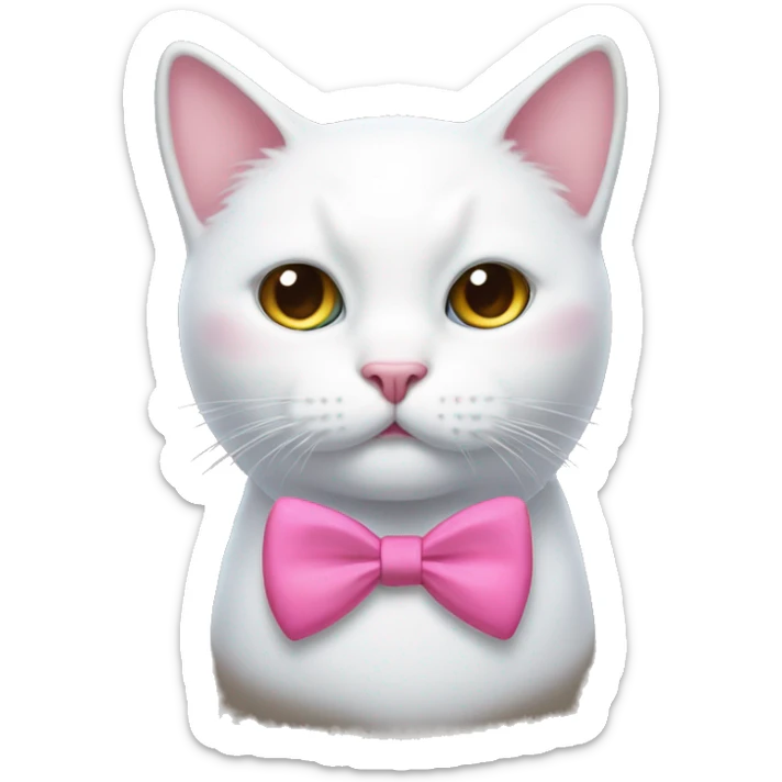 Make a white cat face only and add a pink bow tie to the top side of the cat sticker