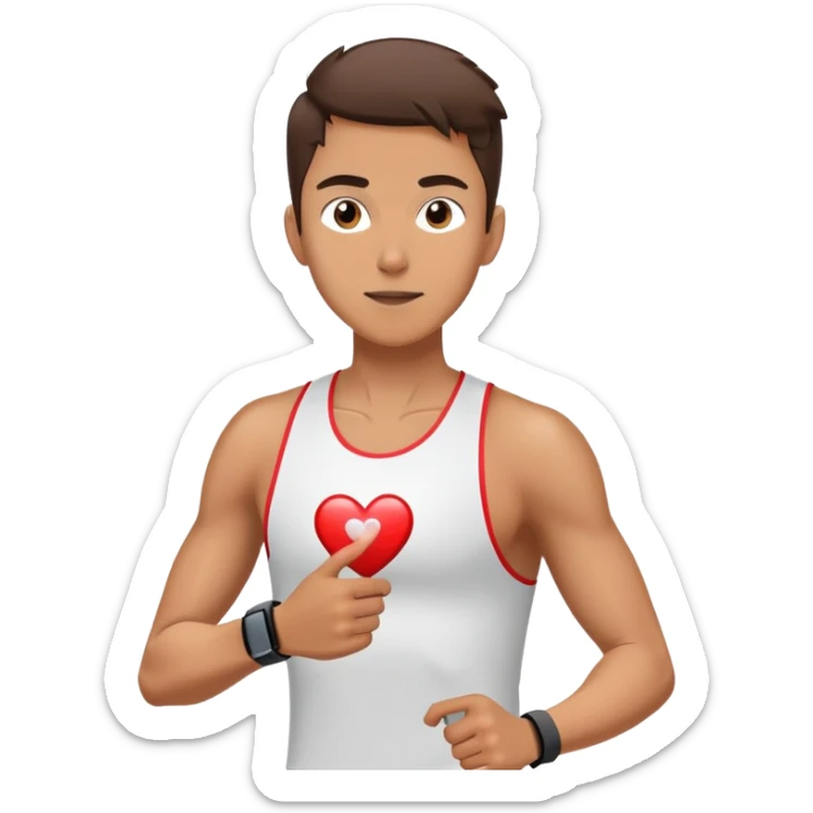 Runner with heart rate monitor and oxygen measurement indicator, VO2 max fitness test sticker