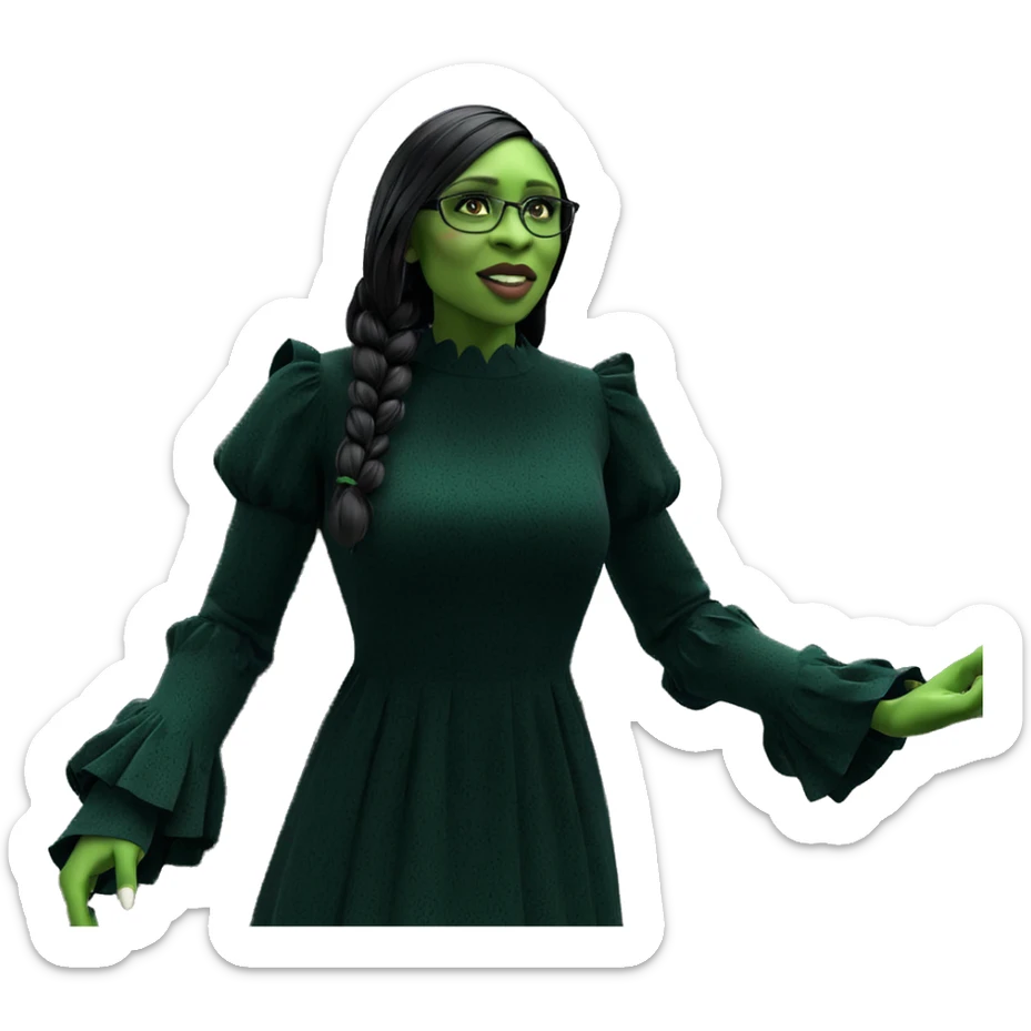 green skinned girl in dress sticker