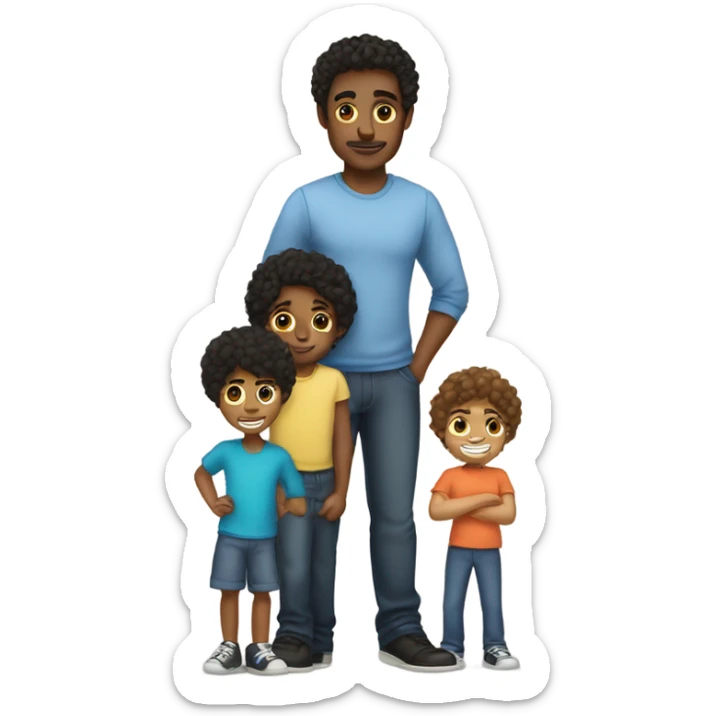 Light skin man with dark hair and his 4 kids  sticker