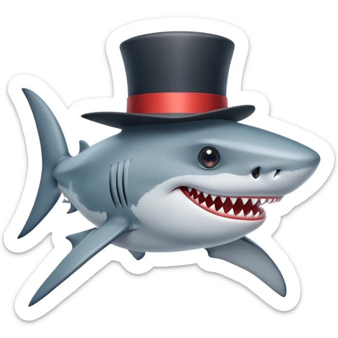Shark with a top hat sticker