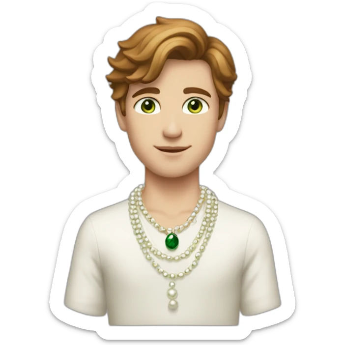 Posh-boy-with-pearl-necklace-and-green-eyes-and-brown-hair sticker