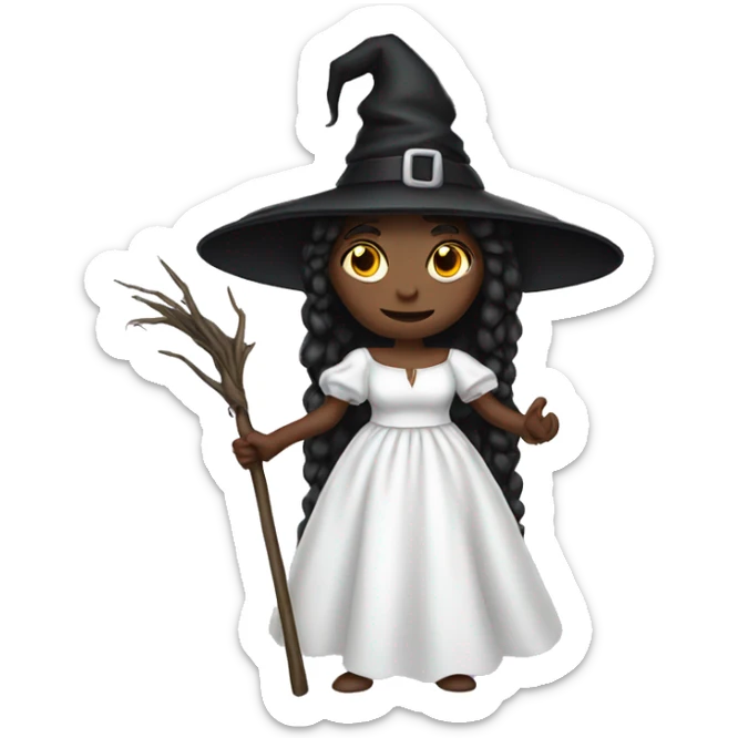 witch whit white dress sticker