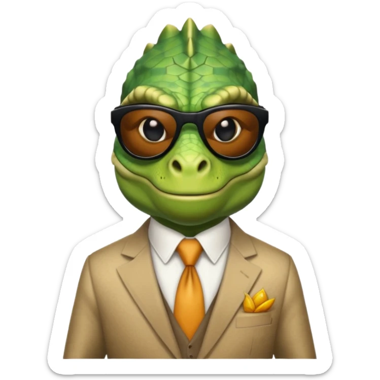 capitalist iguana banker godfather with black sunglasses cynical sticker