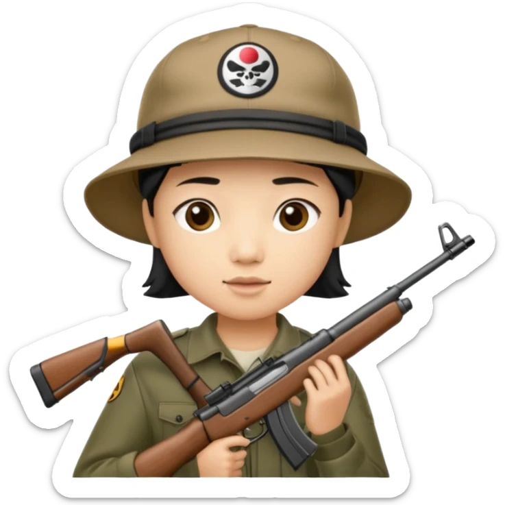 tung tung tung sahur met zijn kap aan en een geweer in zijn hand sticker