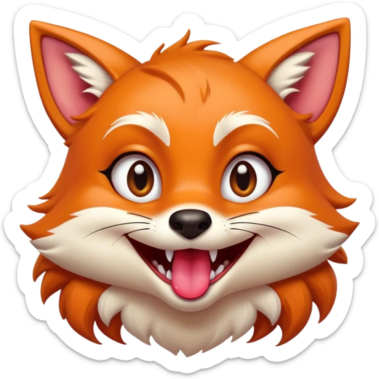 Mischievous feminine girl fox grinning with big eyes and tongue sticking out sticker