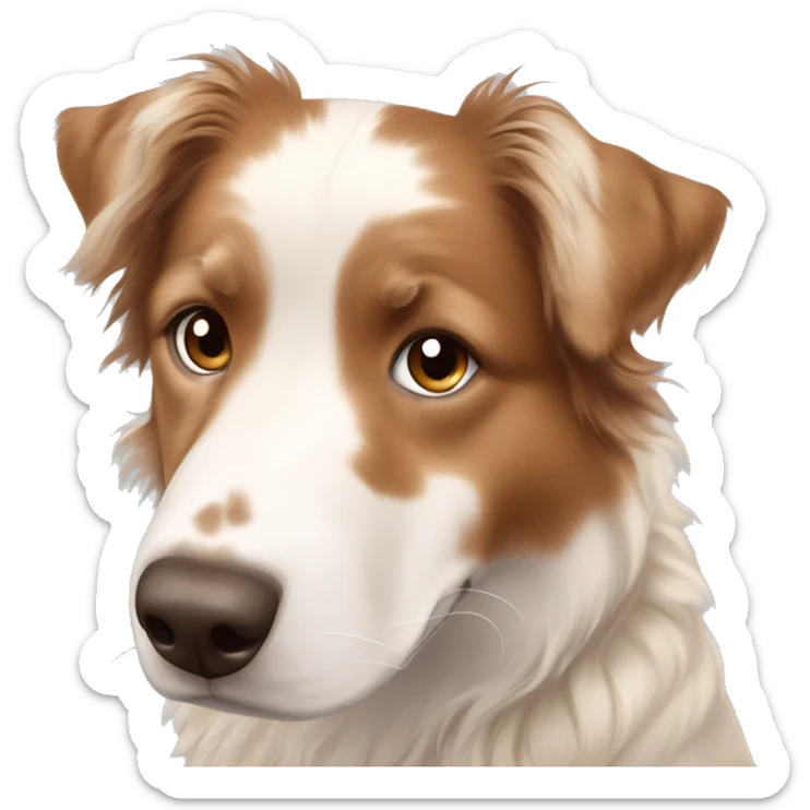 blonde haired brown eyed girl with a red merle australian shepherd mini with blue eyes  sticker