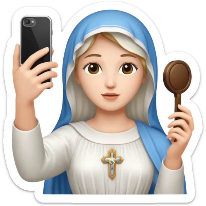 emoji della madonna vestita di BIANCO  con SCATTA UN SELFIE
 sticker