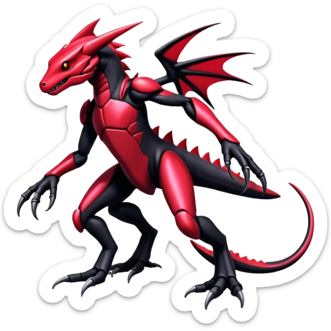Shiny Gothic Edgy epic Salandit-Genesect-Koraidon-Fakémon-hybrid-creature (full body)  sticker