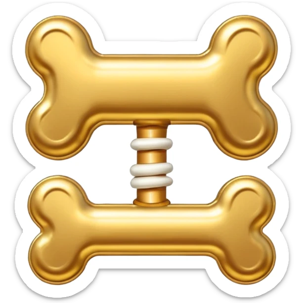 please generate an emoji of a  golden plated dog treat in the shape of a bone sticker
