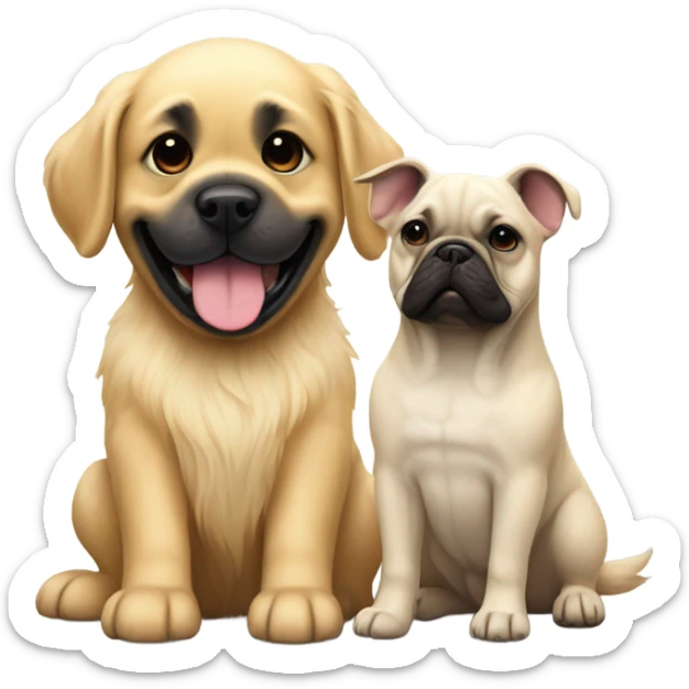 English cream golden retriever and a black frenchie as best friends sticker