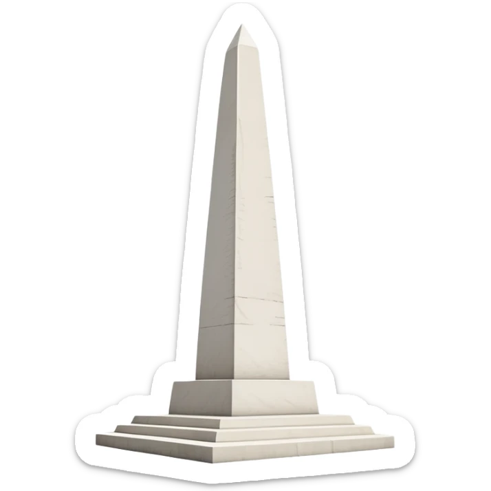 The Obelisk of Buenos Aires, a simple tall white stone monument with a pointed top, no staircase or base at the bottom, standing directly on flat ground, iconic Argentine landmark sticker