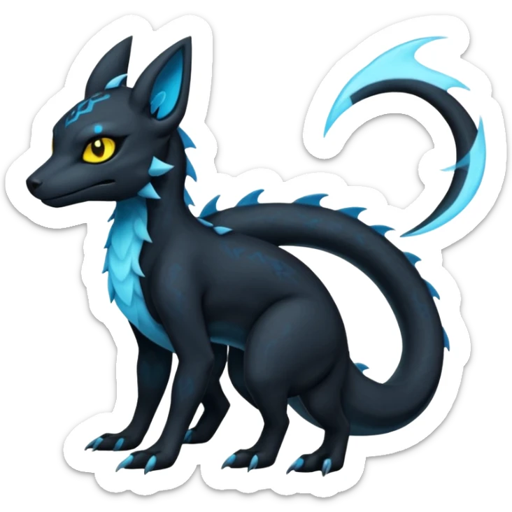 Dark Edgy Salandit-Amaura-Umbreon-Fakémon-hybrid-creature (full body)  sticker