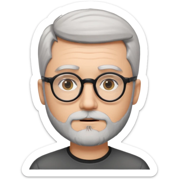 homme blanc cheveux gris court lunettes rondes noir et petite barbe  sticker