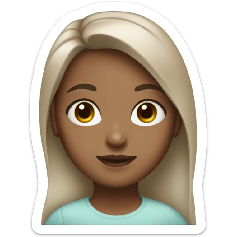 Girl with brown Hair and eyes with creme on face sticker
