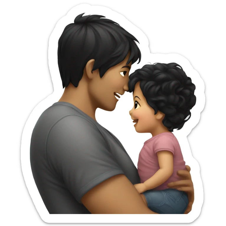 Cute Baby boy and pretty mother with black hair kissing  sticker
