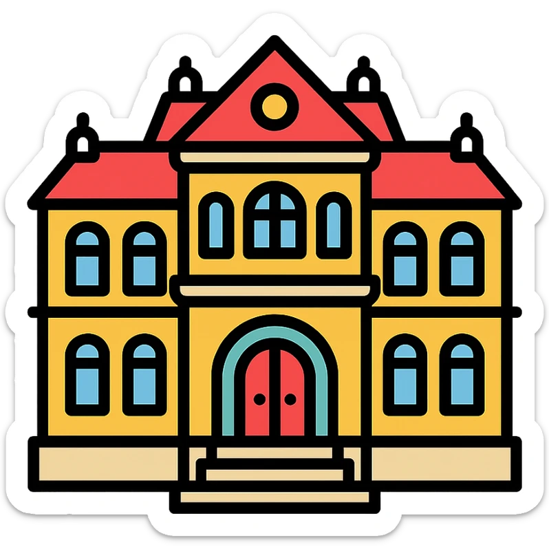 luxury mansion, classic European architecture, ornate details, grand entrance, icon style sticker