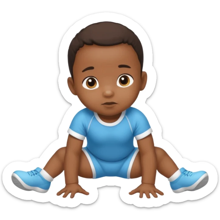 black baby crawling on the floor with baby sport clothes sticker