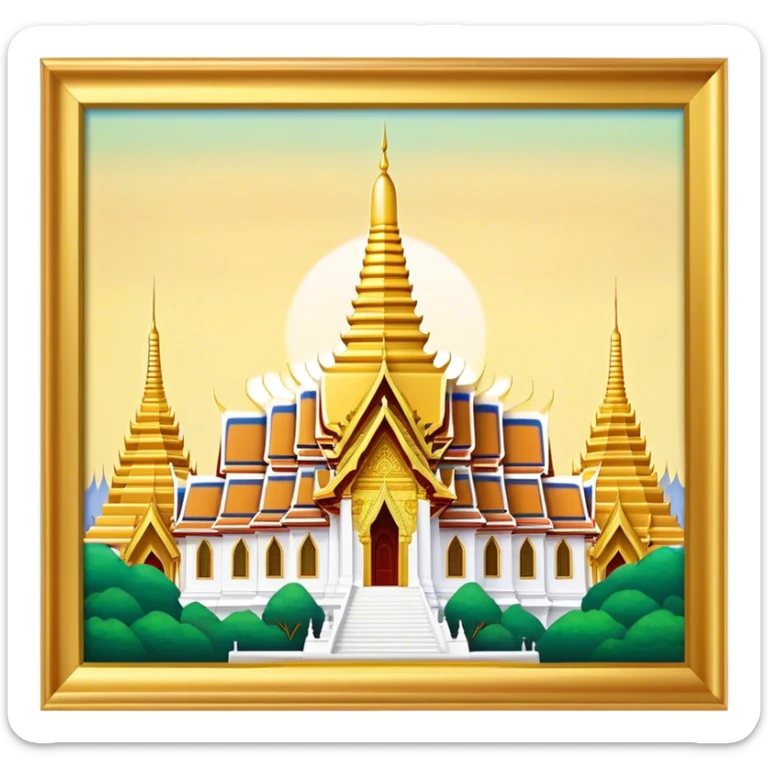 Grand Palace Bangkok Landmark Emoji – Featuring golden spires, Thai architecture, and the Emerald Buddha Temple. sticker