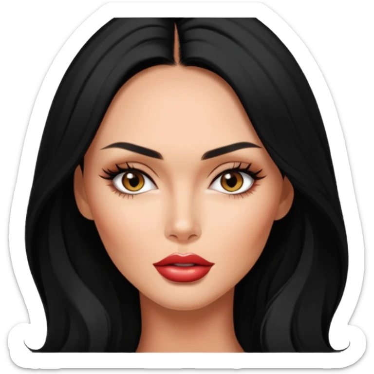 Megan fox, fashion model Beautiful woman model adult   large breasts  with fox eyes tan  skin, full lips  long hair model black   top   sticker