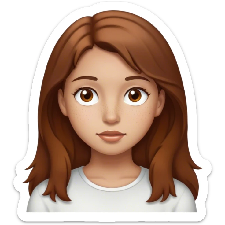 girl with brown hair brown eyes light skin and a little bit of  freckles  sticker