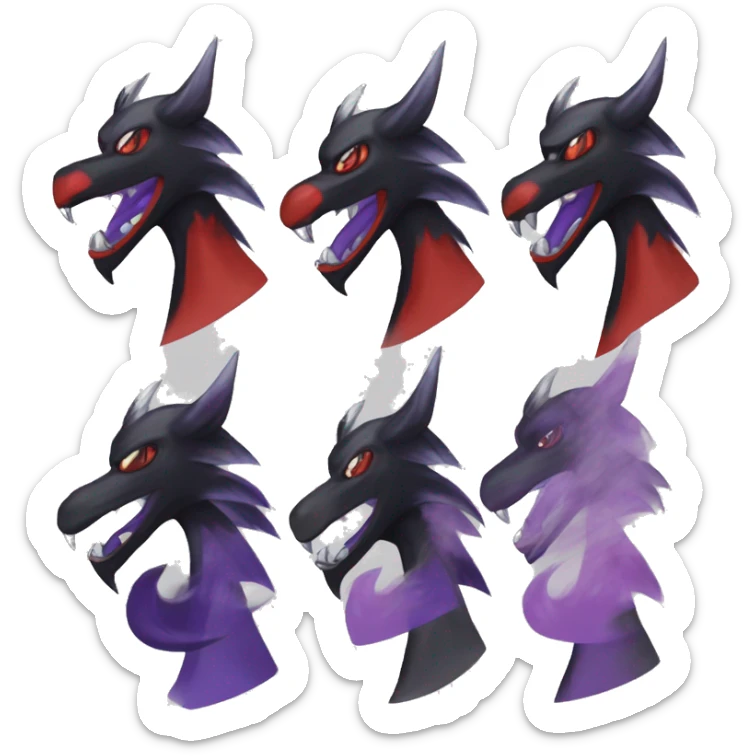 Black Cool Edgy Nargacuga-Houndoom-Garchomp Fakémon  with White and Red and purple and black Edgy markings sticker