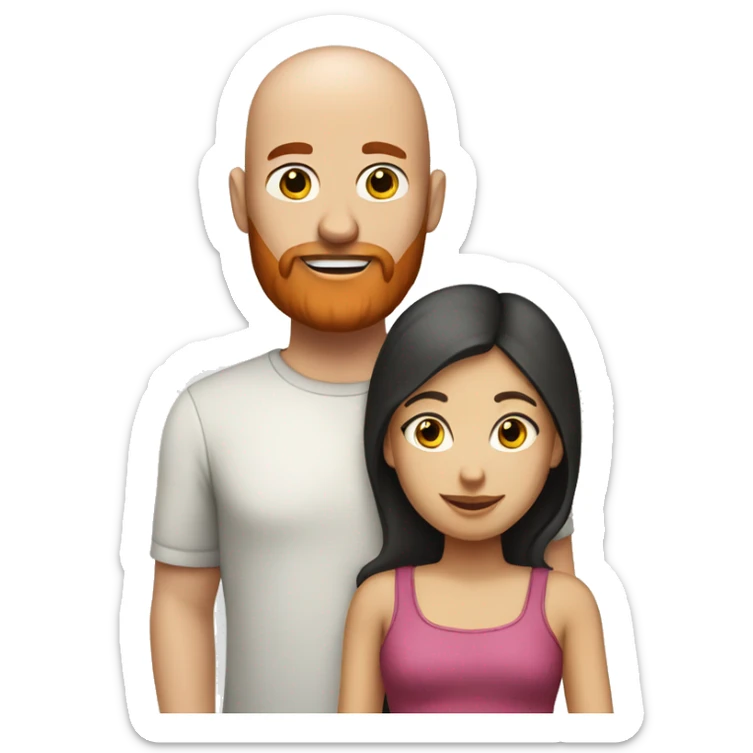 family bald man with a red beard and a girl with dark hair sticker