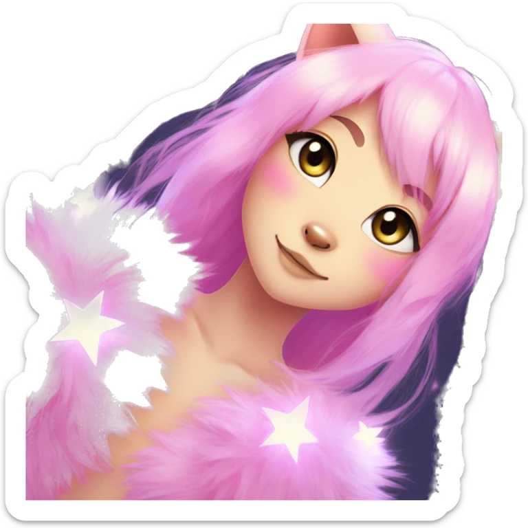 Anthro Shiny Colorful Pastel Glitter Sparkle Stars Pink Gradient Anime Chibi Fakémon Fur Sona sticker