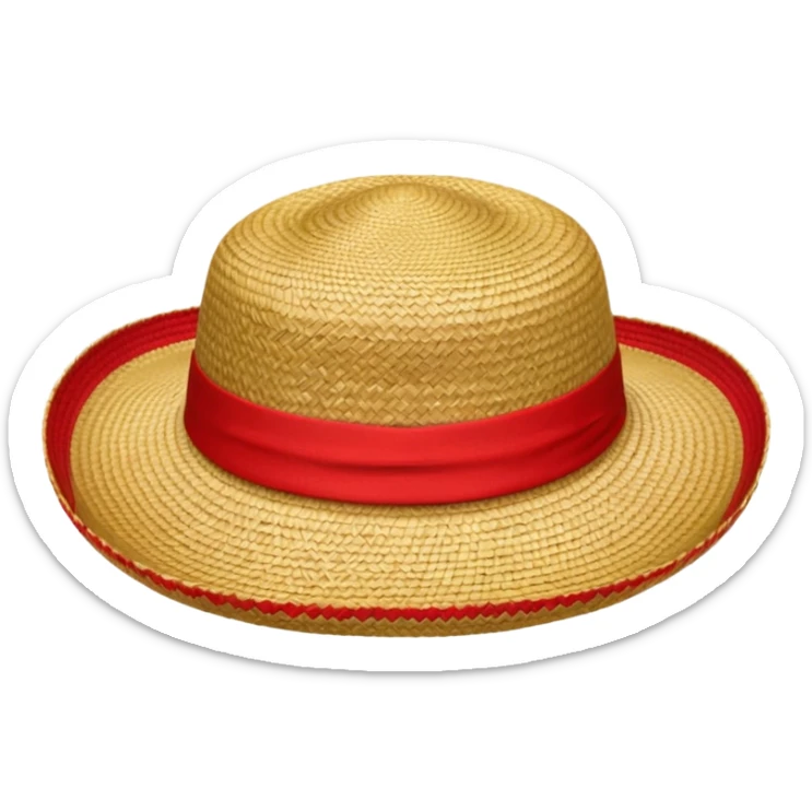 Sombrero de paja con una tira roja en la parte central sin ninguna soporte sticker