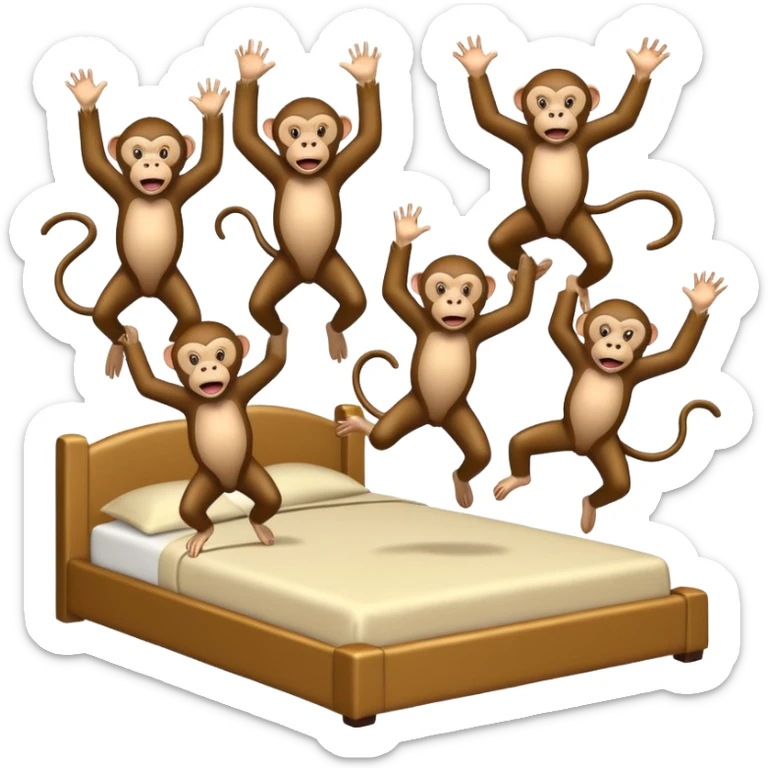 Cinco monitos salta en la cama uno se cayó se golpeó la cabeza mamá llamo al doctor ye le doctor dijo no más monos saita em la cama sticker