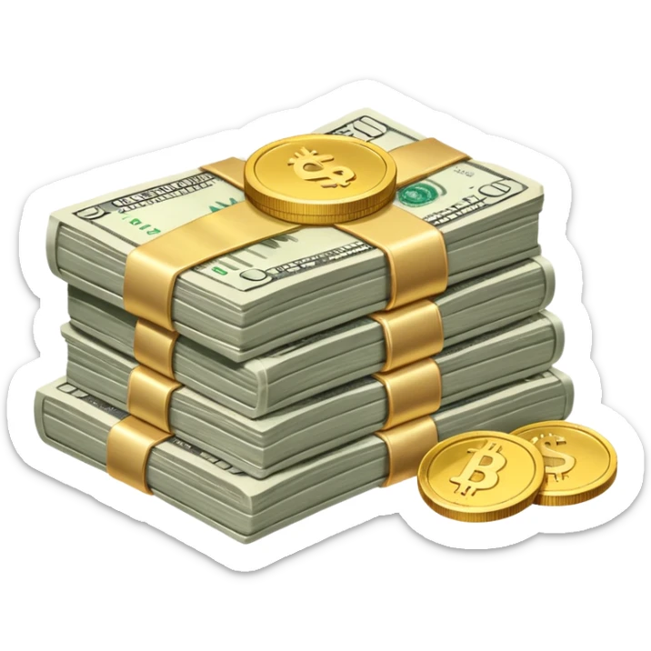 It's an image of money such as coins and bills, but there's only one or two neatly sticker