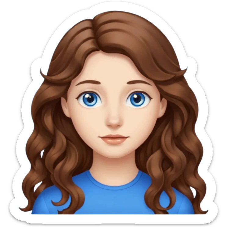 Extra Long wavy hair, brown hair, blue eyes Caucasian sticker