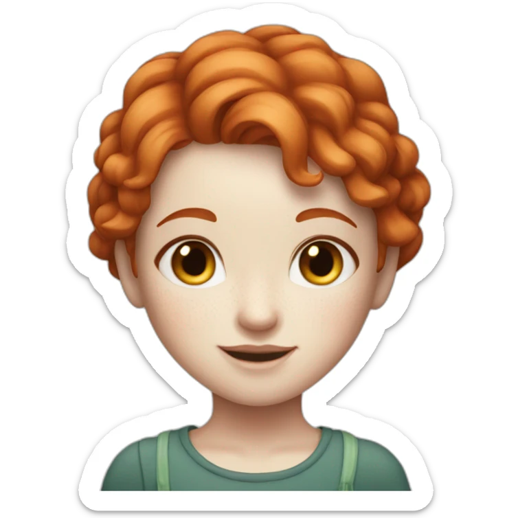 a cute redhead girl with pale white skin and freckles sticker