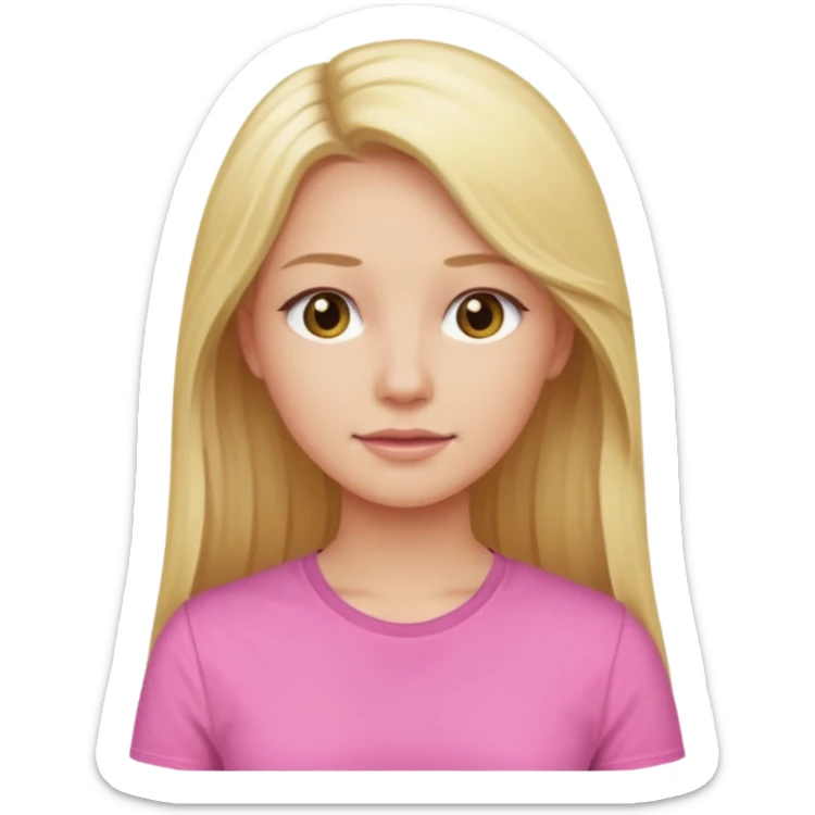 woman with long blonde hair, wear pink shirt sticker